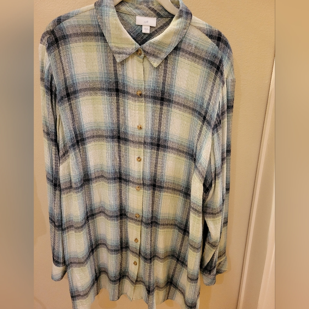 J.Jill Back-Pleat Plaid Tunic XL